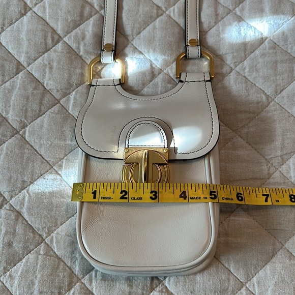 Tory Burch Crossbody James Leather Phone Bag -- Ivory with Gold Hardware - Picture 7 of 12